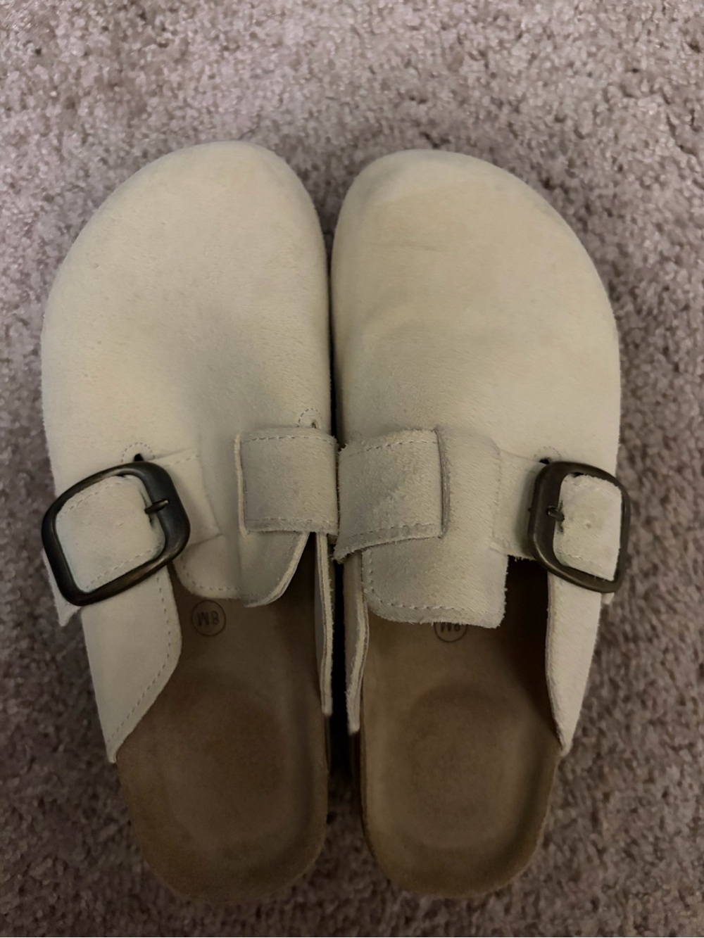 Platform Women's white Suede Slip-On Buckle Clogs